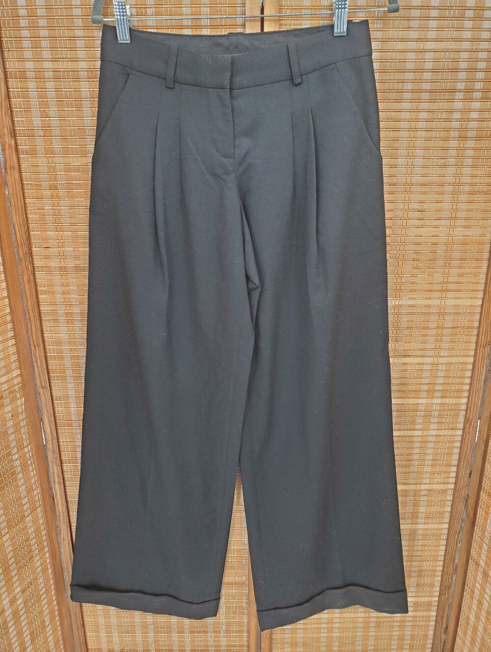 ☆ Robert Rodriguez Pleated Wide Leg Wool Trousers Size 2 Black